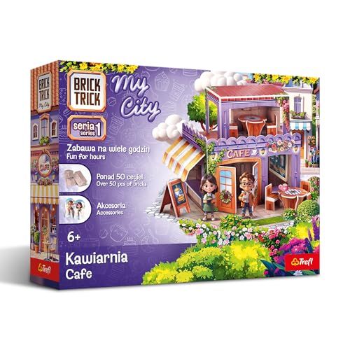 Trefl - Brick Trick My City: Café - 50 blokjes van echt baksteen, herbruikbaar, creatieve set voor kinderen vanaf 6 jaar
