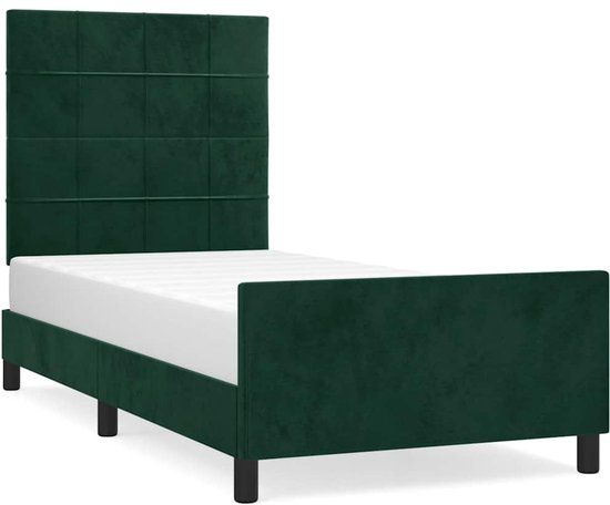 vidaXL Bedframe - 90x190 cm - Fluweel - Donkergroen