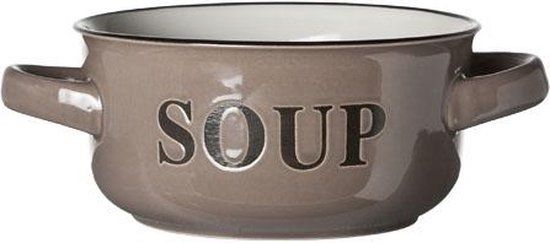 Cosy&Trendy Billiet - Vanlaere Soepkom grijs - 13.5xh6.5cm - met handvaten - 47cl