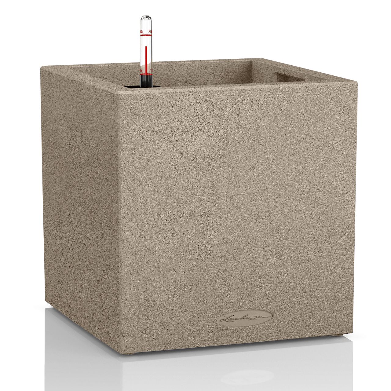 LECHUZA Canto Stone 40 Low - Box Planter - Beige/Sand - 40x40x40cm