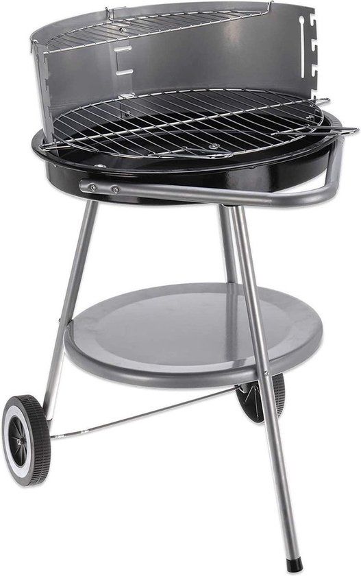 Houtskool Barbecue op Wieltjes - Zwart - 47 cm Grilloppervlak