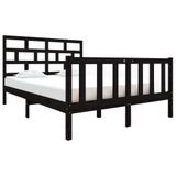 vidaXL Bedframe massief grenenhout zwart 135x190 cm