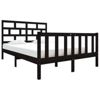 vidaXL Bedframe massief grenenhout zwart 135x190 cm