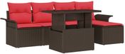 vidaXL Banc de jardin 6 pièces Marron Polyrotin