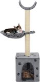 vidaXL Poteau griffoir pour chat avec poteaux à gratter en sisal 105 cm empreintes de pattes gris