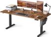 SONGMICS Bureau réglable en hauteur électriquement, 180 x 80 cm, port USB-C | Fonction mémoire à 4 hauteurs, organisateur, pour bureau à domicile, marron rustique et noir encre, Collection BALOK LSD138K01