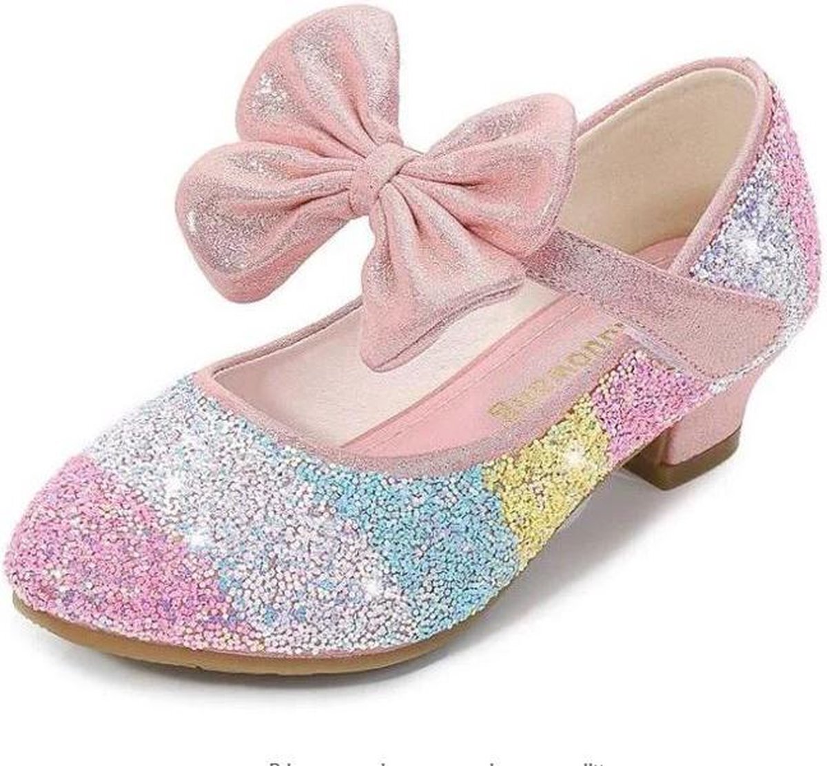 Spaansejurk NL Prinsessen schoenen regenboog roze glitter maat 26 - binnenmaat 17 cm - bij jurk verkleedkleding