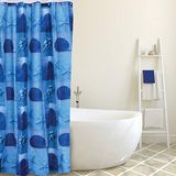 MSV 140107 douchegordijn, 180 x 200 cm, schelp van polyester, wit/blauw