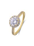 Lucardi Dames Zilveren goldplated ring met zirkonia voor dames - Ring - 925 Zilver - Goudkleurig - 17 / 53 mm