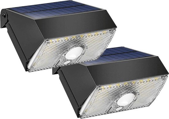 LedKoning Solar wandlamp buiten 'Beam' - Voordeelset van 2 stuks - Helder wit licht - Met bewegingsmelder - Wandlamp op zonne-energie