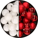 Kaemingk B.V. 32x pièces boules de Noël en plastique mélange de blanc et rouge 4 cm