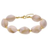 Lucardi - Dames Stainless steel kralenarmband voor dames - Armband - Staal - Goudkleurig - 21 cm