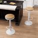 Ensemble de tabourets de bar, 2 pièces, bois blanc, réglable en hauteur, pivotant