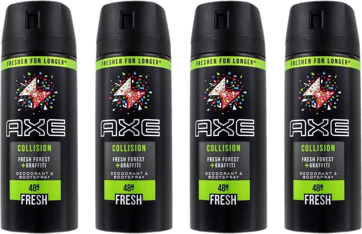 AXE Fresh Forest & Graffiti Bodyspray Deodorant - 4 x 150 ml - Voordeelverpakking