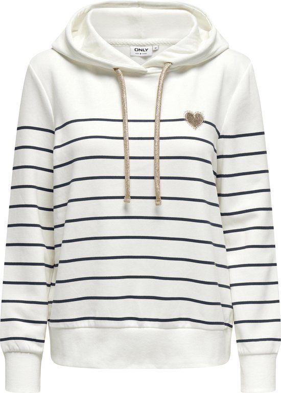 ONLY Gestreepte Hoodie Wit