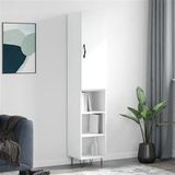 vidaXL Buffet Haut, Armoire avec Portes et Pieds, Meuble de Rangement, Organisateur de Salon Salle de Séjour, Moderne, Blanc Bois d'Ingénierie