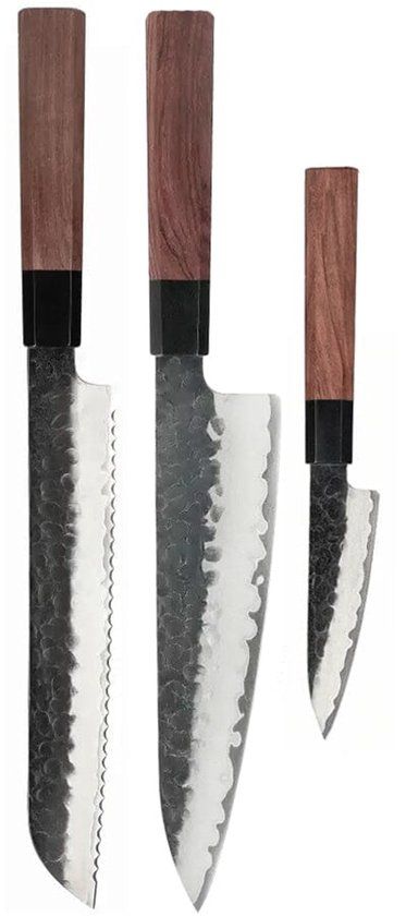 Shinrai Knives Japan Shinrai Knives Kurayami 3-delige Damascus Messenset