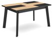 Table à manger, 140 cm, chêne/noir, convient à 6 personnes, avec pieds en bois
