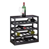 Relaxdays Wine Rack - 20 Bottles - Black Wood - Floor Standing