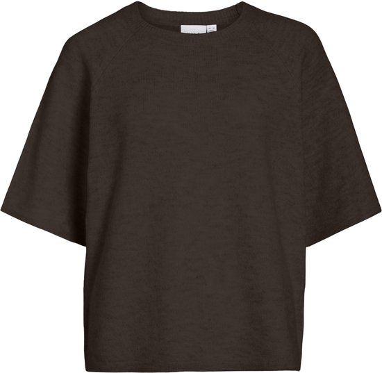 VILA VILIGA 2/4 O-NECK KNIT TOP - NOOS - Dames - Gebreide truien - S - Polyester - Elastaan - Kortmouw - Ronde hals - Coffee Bean