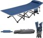 Holland Connections Lit de camping pliant pour adultes - solide et robuste - capacité de charge de 260 kg - sac de transport - bleu