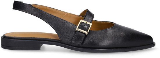 No Stress Dames Zwarte Leren Slingbacks Maat 36
