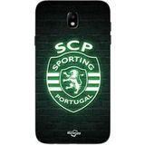 Maniacase Hoesje Samsung Galaxy j7 2018 SCP SPORTING PORTUGAL LUMINOUS BLACK BACKGROUND