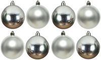 Decoris Kerstballen - 8x st - zilver - 10 cm - kunststof