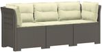 vidaXL banquette de jardin 3 places avec coussins en polypropylène aspect rotin gris clair