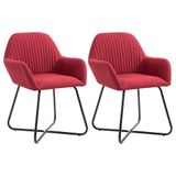 VidaXL Eetkamerstoelen 2 st stof wijnrood