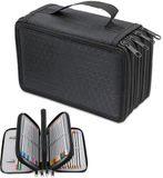 Grande trousse avec fermeture, 4 compartiments pour jusqu'à 72 crayons de couleur, organisateur pour l'école et le bureau (noir)