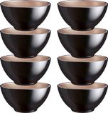 Luminarc Kommetjes/soepkommen/schaaltjes voor dessert/ontbijt - 8x - Glas - D13 x 6 cm - zwart
