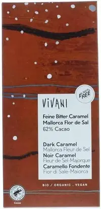 Vivani Dark Caramel Mallorca fleur de SEL 62% Cacao bio (80g)
