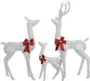 vidaXL Kerstversiering rendierfamilie 201 LED's wit en zilverkleurig