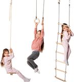 Goodevas Speelset voor Kinderen – Indoor Klimtoestel & Outdoor Speeltoestel voor Jongens en Meisjes – Inclusief Klimladder en Turnringen, voor Leeftijden 2-12 Jaar