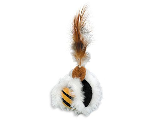 Nobby Pluche bal met veren, met Catnip 5 cm