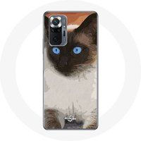 Maniacase Etui voor Xiaomi Redmi Note 10 Pro Siamese zwart-wit-blauwe ogen