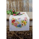VERVACO Tafelloper Borduurwerk Kit KLEURBLOEMEN Kruissteek Borduurpakket Telpatroon 32 x 84 cm Tafellinnen Decor Handwerken Pakket Knutselen voor Volwassenen Creatief Cadeau