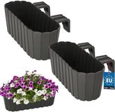 KOTARBAU® 2 st Balkonbak, Bloembak voor Balkon, PVC, 40x15x15 cm, Grijs