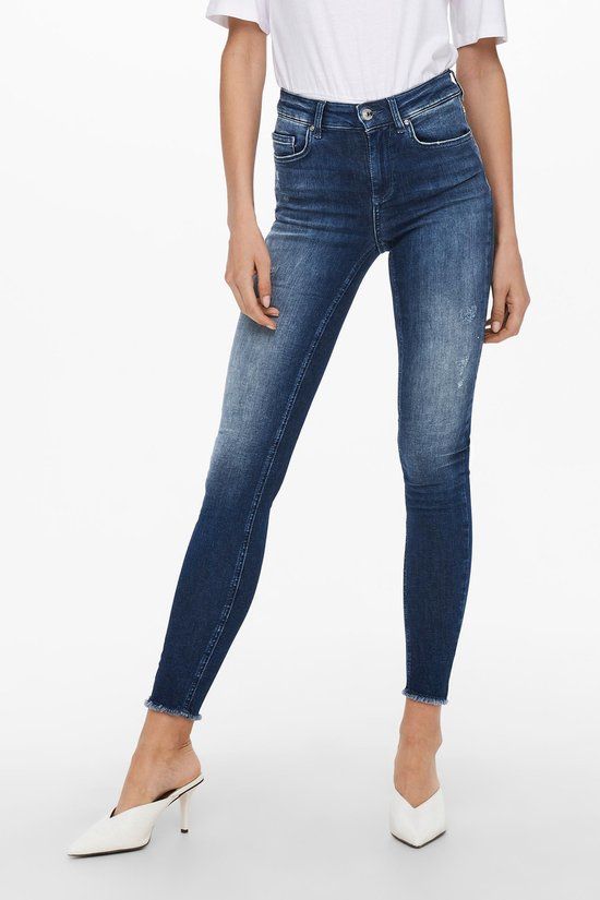 ONLY ONLBLUSH Life Mid Skinny Jeans - Dark Blue Denim - W25/L30