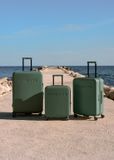 CREATE - Harde polycarbonaat koffer met TSA-slot en multidirectionele wielen - Sage - Set: cabine S, M en L - LUGGAGE STUDIO