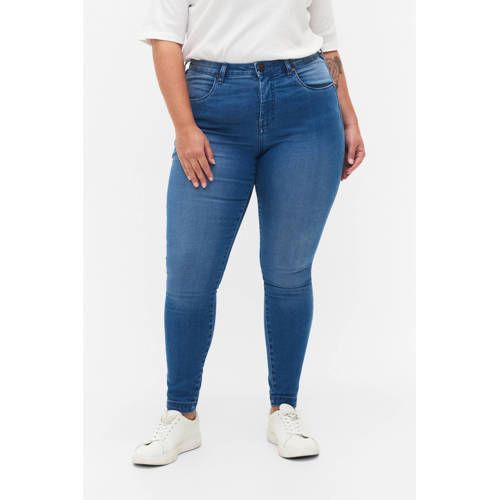 Zizzi Amy High Waist Slim Fit Jeans - Medium Blue Denim
