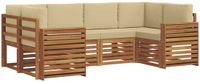 vidaXL Hoek loungeset 6-delig Acaciahout Natuurlijk en Beige