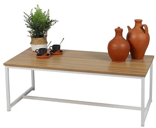 Stadsleven Urban Living Stadsleven 151252 Witte Metalen Salontafel met Houten Blad