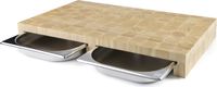 Lacor Snijplank met 2 Inox Laden - Rubber Wood - 61,5 x 34 x H 7cm