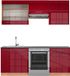Vicco Fame-Line Unité de cuisine complète – 200 cm, WB anthracite bordeaux laqué brillant/chêne doré