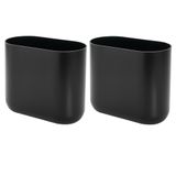iDesign Kleine ovale plastic prullenbak ideaal voor badkamer, slaapkamer of kantoor, set van 2 - zwarte afvalbak