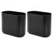 iDesign Kleine ovale plastic prullenbak ideaal voor badkamer, slaapkamer of kantoor, set van 2 - zwarte afvalbak