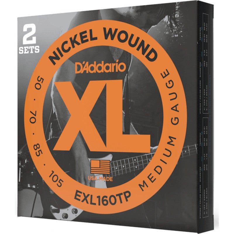 D'Addario EXL160TP Nickel Wound Medium 50-105 snaren voor elektrische bas (2 sets)