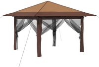 vidaXL Tuinpaviljoen met 4 zijwanden, 3,3 x 3,3 m, Beige en Bruin